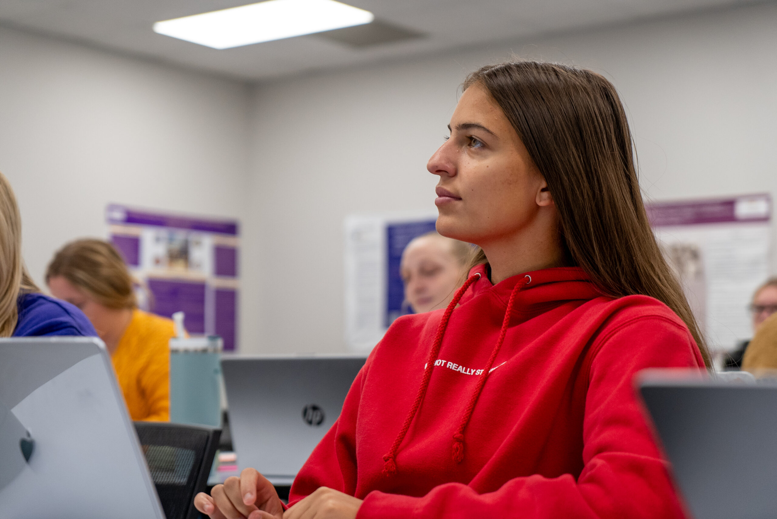 female student in class